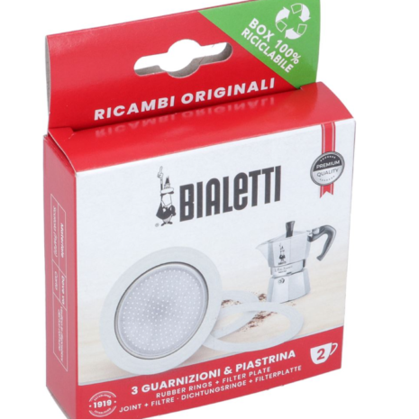 Bialetti 3 Φλάντζες Και Ανταλλακτικό Φίλτρο Καφετιέρας για Ιταλικά Μπρίκια Espresso 2 Cup 8000002