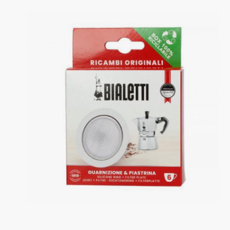 Bialetti 3 Φλάντζες Και Ανταλλακτικό Φίλτρο Καφετιέρας για Ιταλικά Μπρίκια Espresso 6 Cup 8000006
